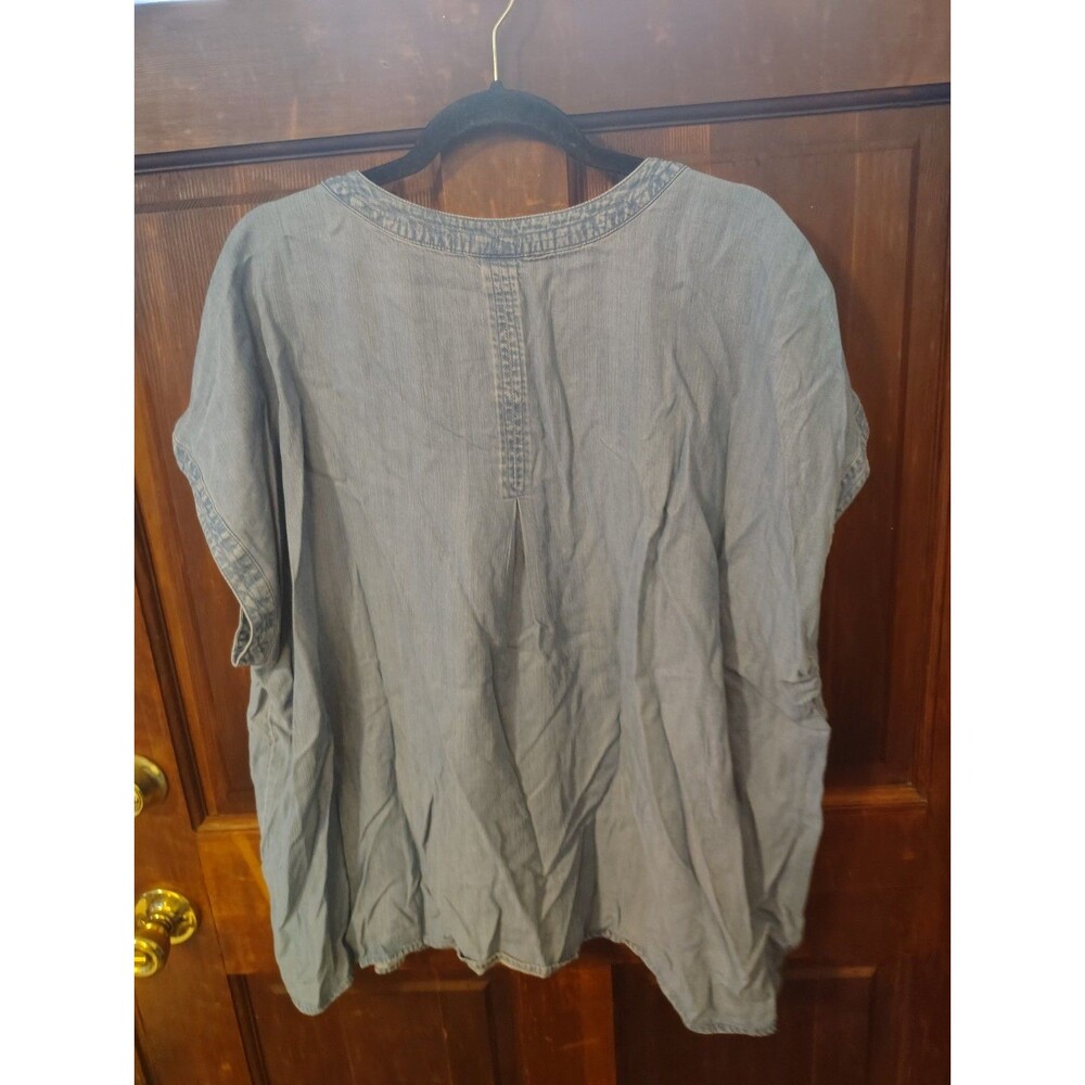 J. Jill Denim Cliffsidew Chambray Blouse Button Front Size 3x - Picture 4 of 5